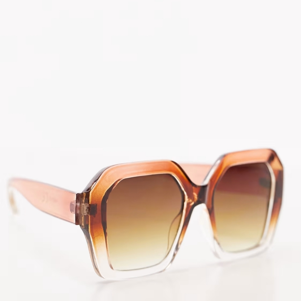 Topshop curved square sunglasses in pink